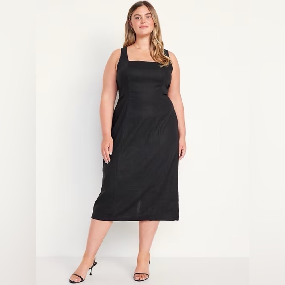 NEW! Old Navy Black Sleeveless Square-Neck Midi Dress - Multiple🚦 425895